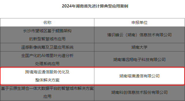Taao Communication wins the 2024 Hunan Advanced Computing Exemplary Application Award